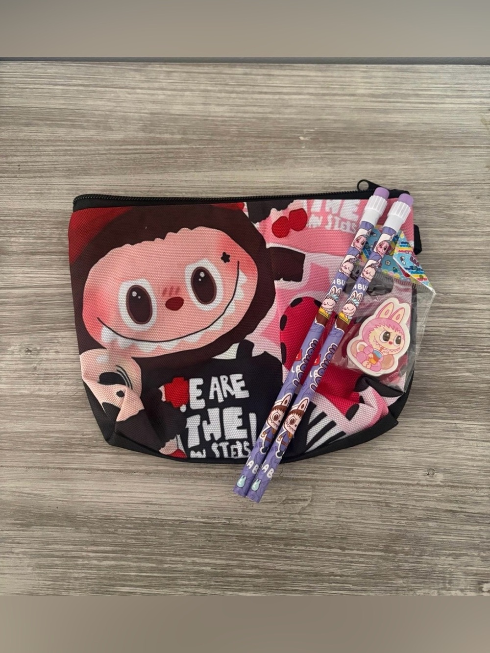 Monster Pencil Case with Matching Pencils and Eraser